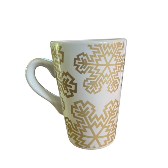 White With Gold Snowflakes Tall Coffee Mug - Secret Expressions - Picture 5 of 7